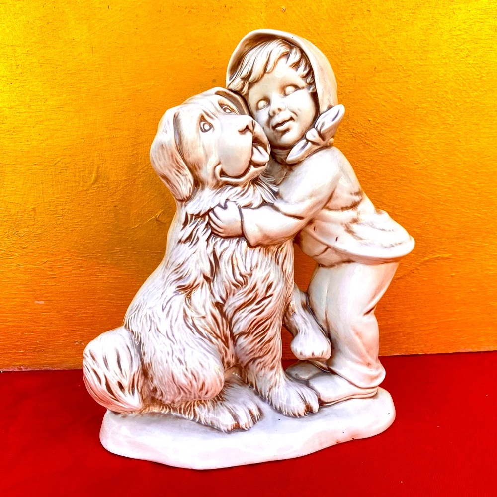 Vintage Girl & Dog Figurine,Dog Figurine,Girl Figurine
